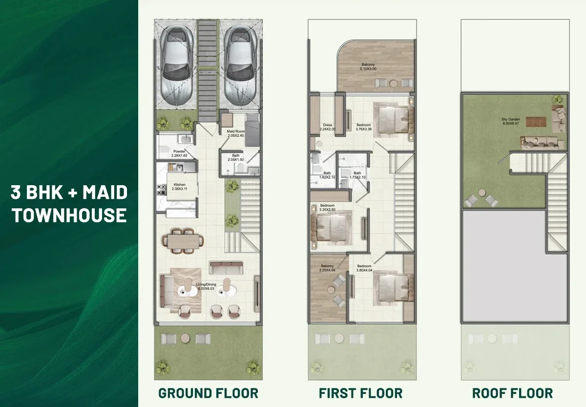 3 Bhk + Maid 3 Bhk + Maid TownHouse plan