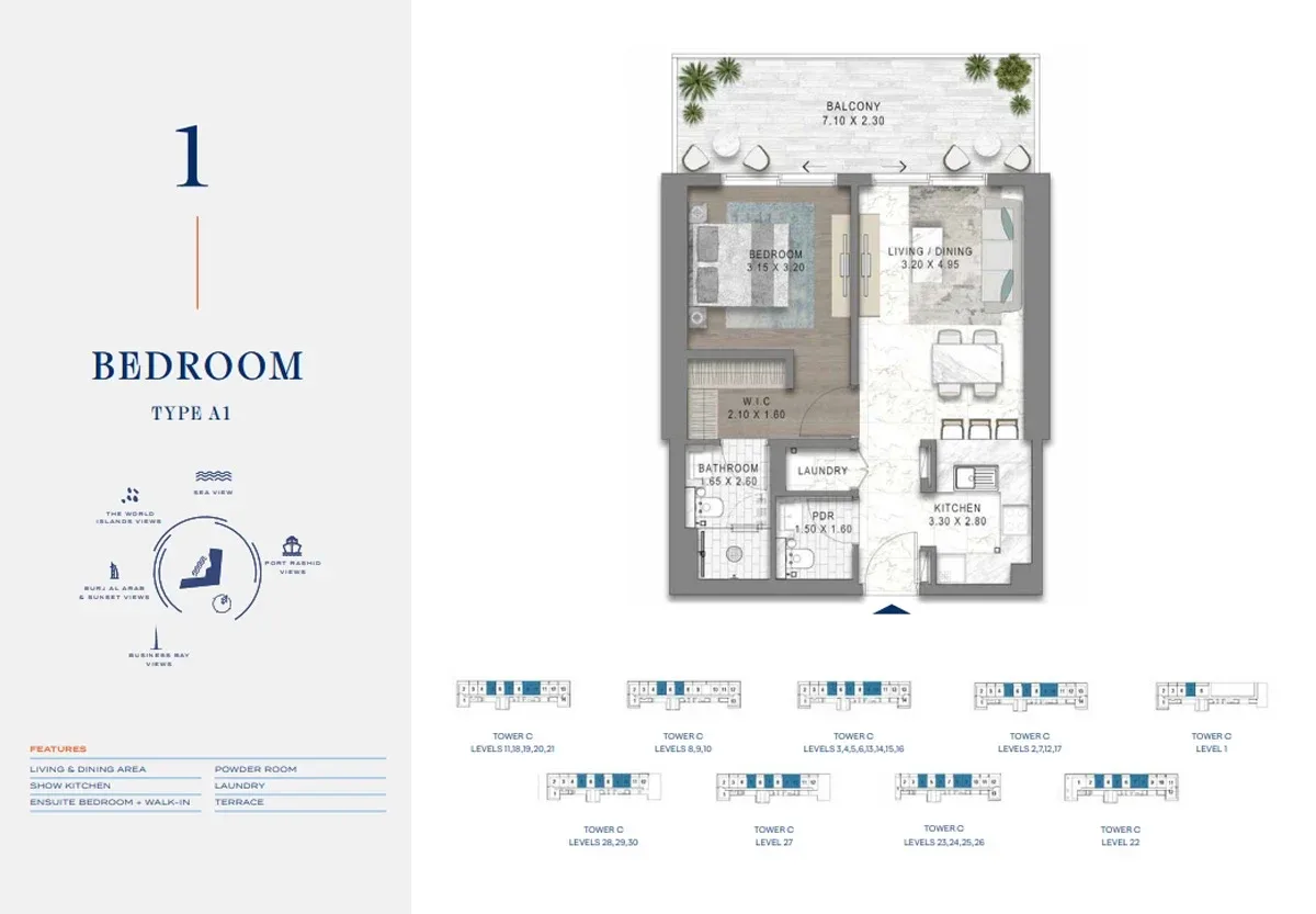 1 Bedroom 1 Bedroom Type - A1 plan
