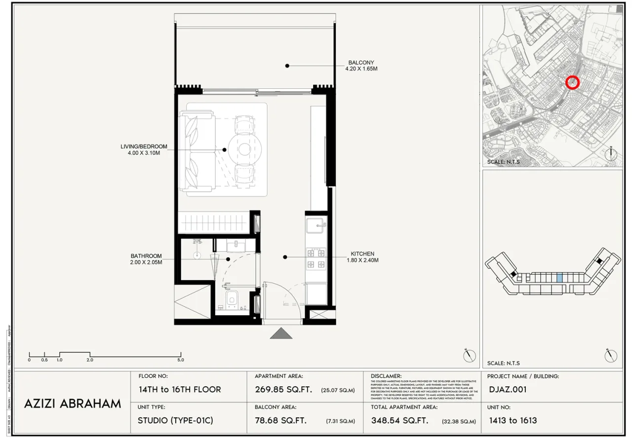 Azizi Abraham – Studio Studio - 01C floor plan