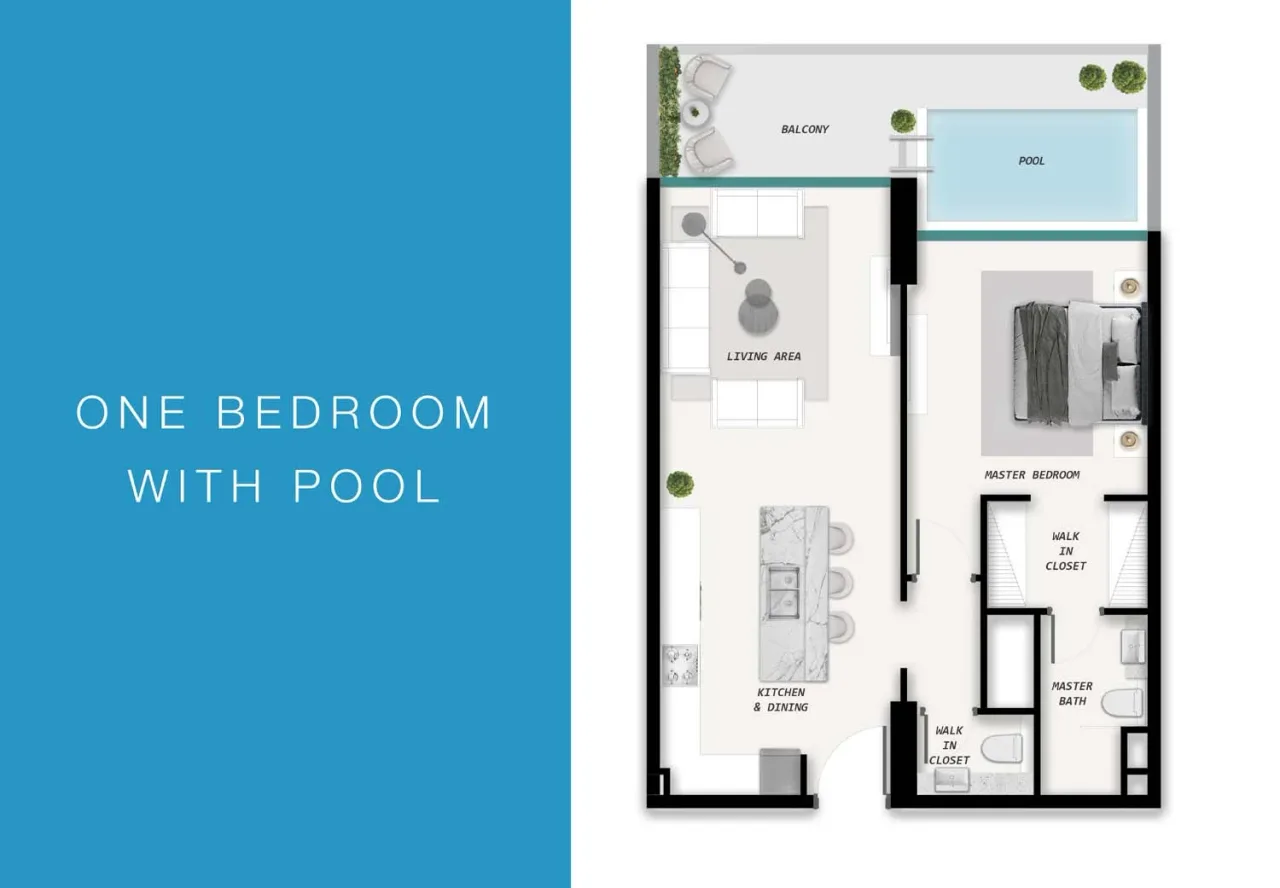1 Bedroom One Bedroom With Pool plan