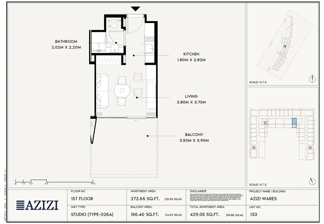 Azizi Wares – Studio Studio - 026A floor plan