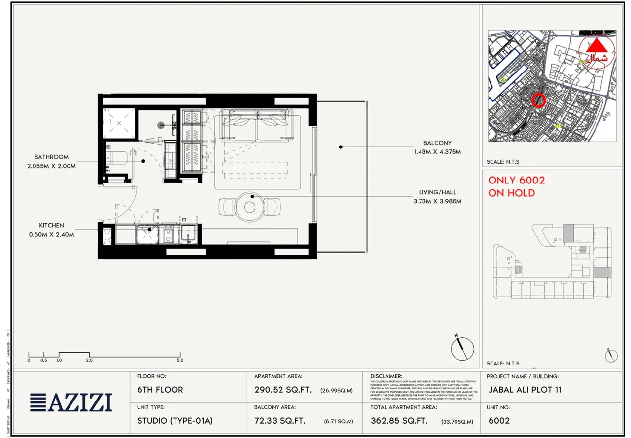 Azizi Rose – Studio Studio - 01A floor plan