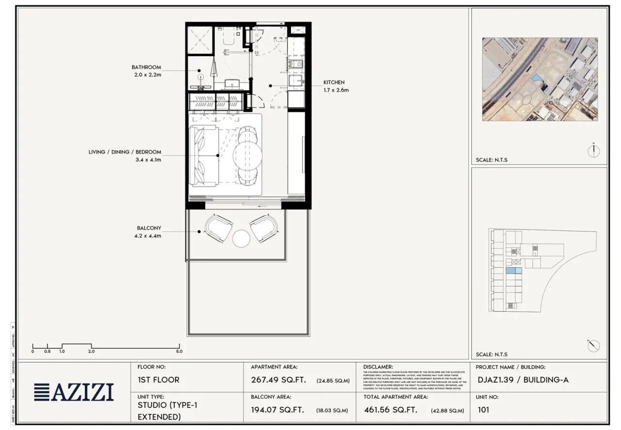 Azizi Gabriel – Studio Studio - 1 (Extended) floor plan