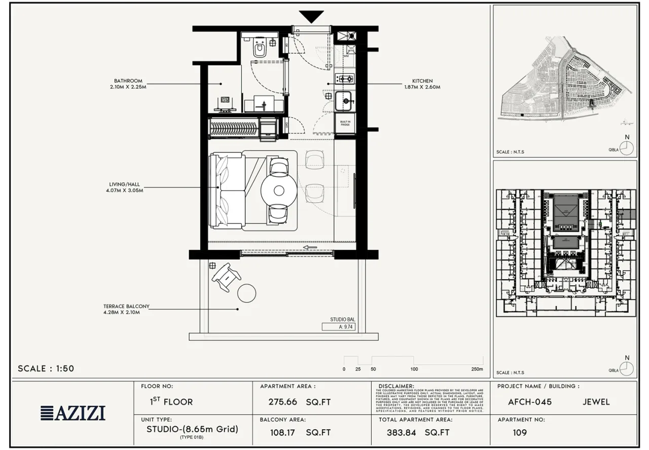 Azizi Jewel – Studio Studio - 01B floor plan