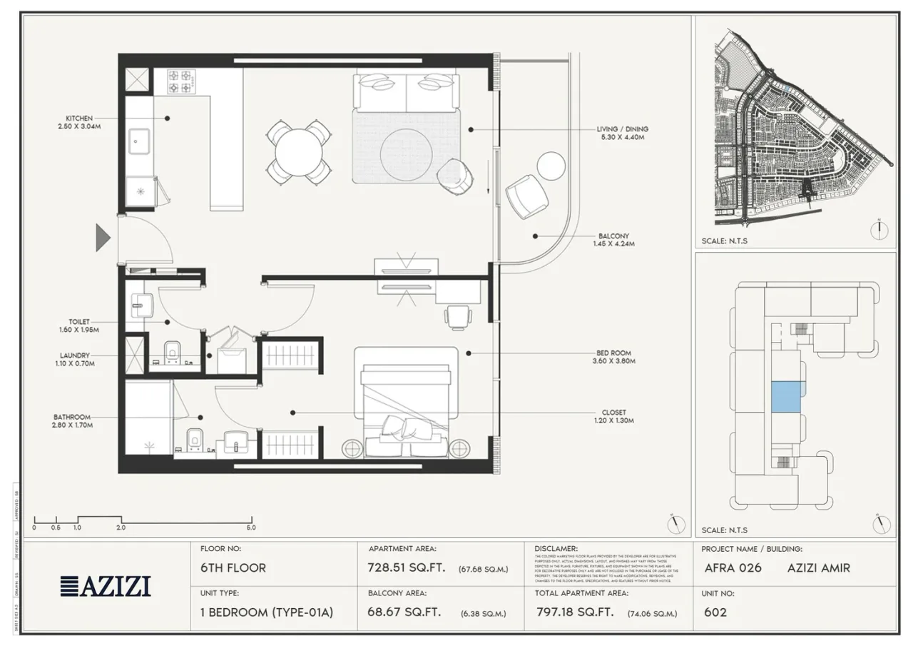 Azizi Amir – 1 Bedroom 1 Bedroom - 01A floor plan