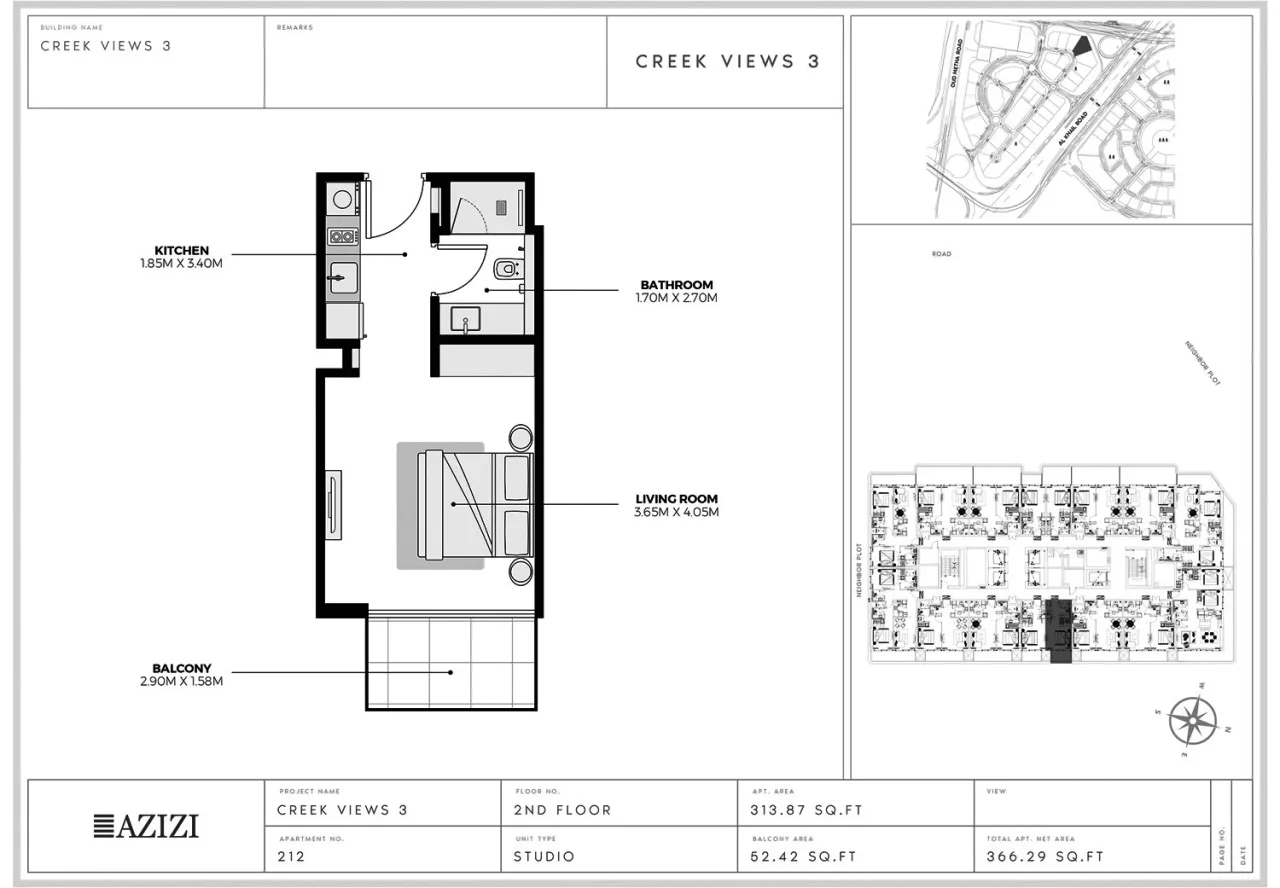 Creek Views 3 – Studio Studio - 1 floor plan