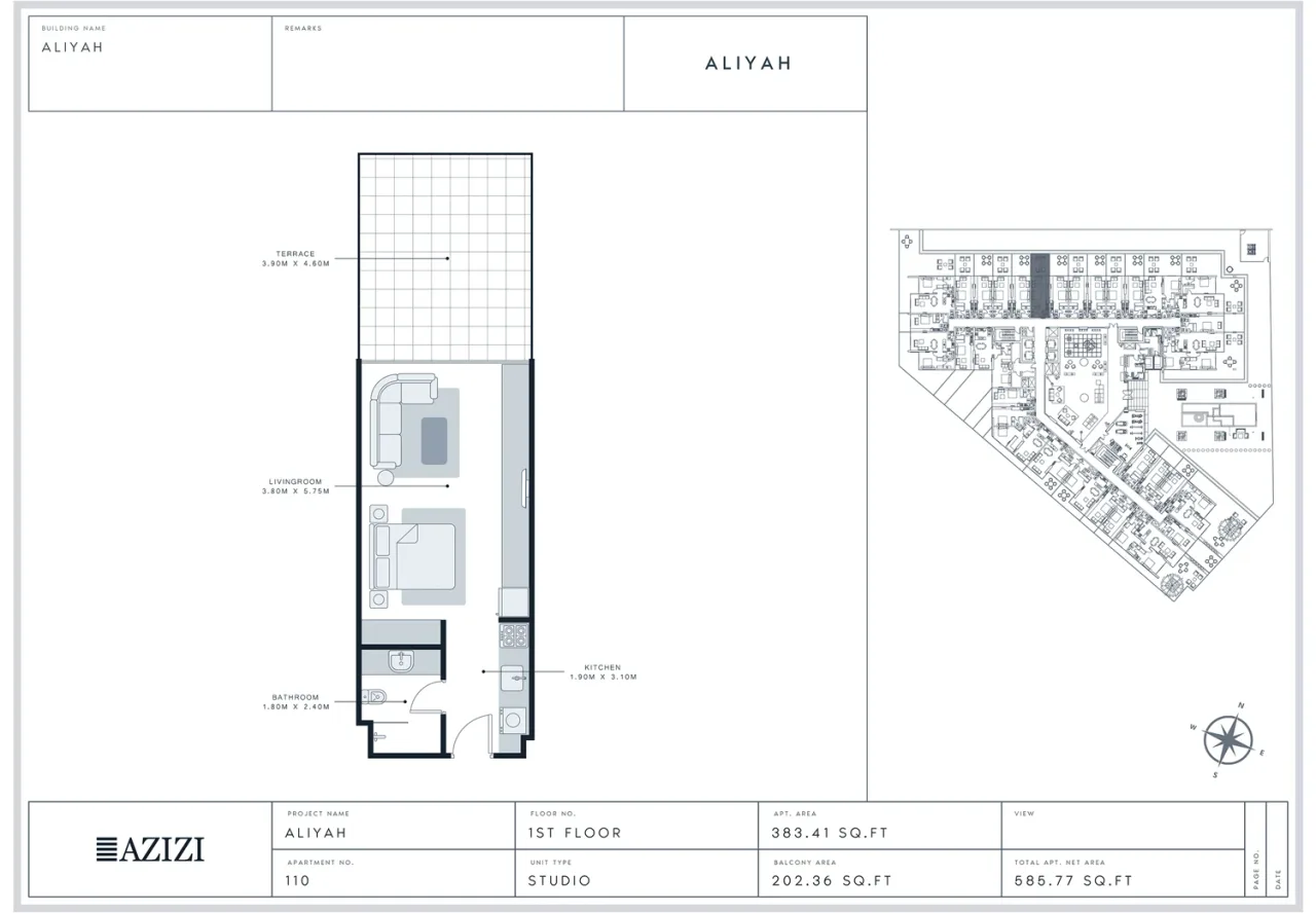 Azizi Aliyah – Studio Studio - 1 floor plan